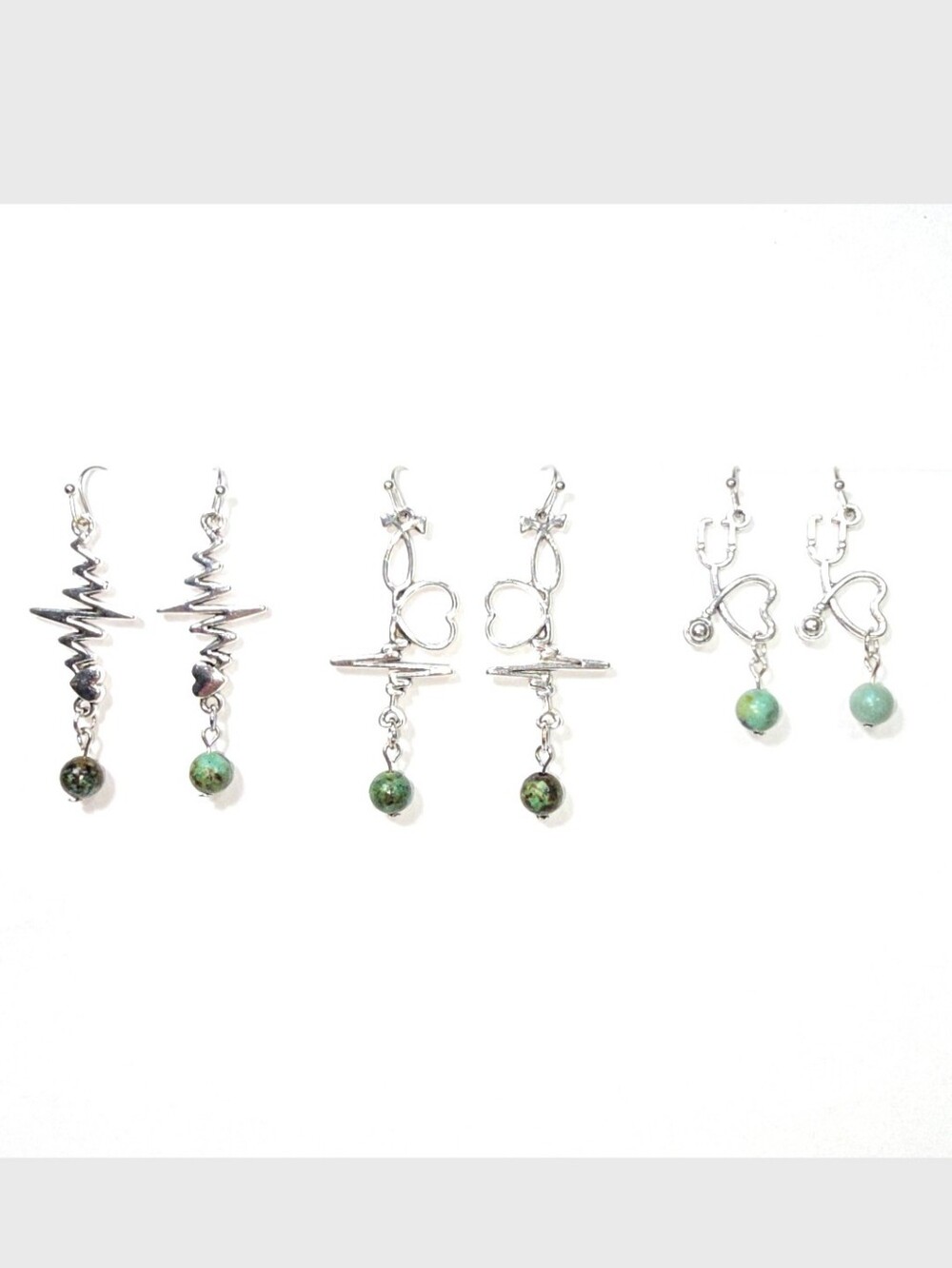 Dangling Earrings: Heartbeat  EKG, Stethoscope Design For Nurses / Healthcare